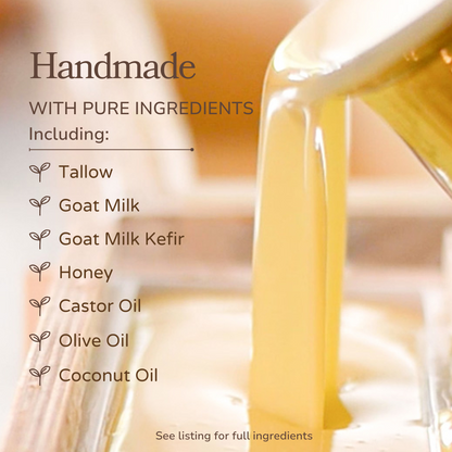 Milk + Honey Fragrance Free Handmade Tallow and Goat Milk Soap Bar